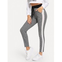 Contrast Side Seam Plaid Leggings