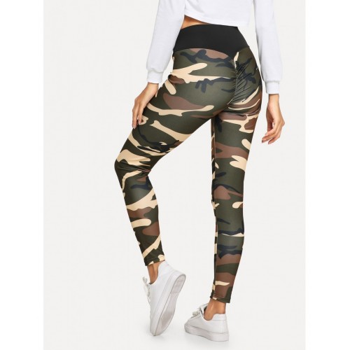 Camo Elastic Waist Leggings