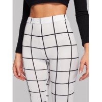 High Waist Grid Skinny Leggings