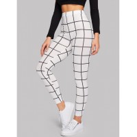 High Waist Grid Skinny Leggings