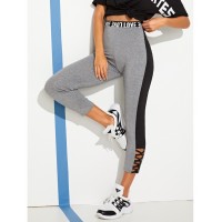 Letter Tape Lace-up Leggings