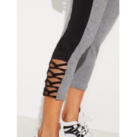 Letter Tape Lace-up Leggings