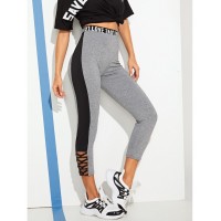 Letter Tape Lace-up Leggings