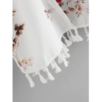 Fringe Trim Florals Kimono