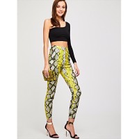 O-ring Zip Front Snakeskin Leggings