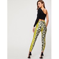 O-ring Zip Front Snakeskin Leggings