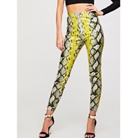 O-ring Zip Front Snakeskin Leggings