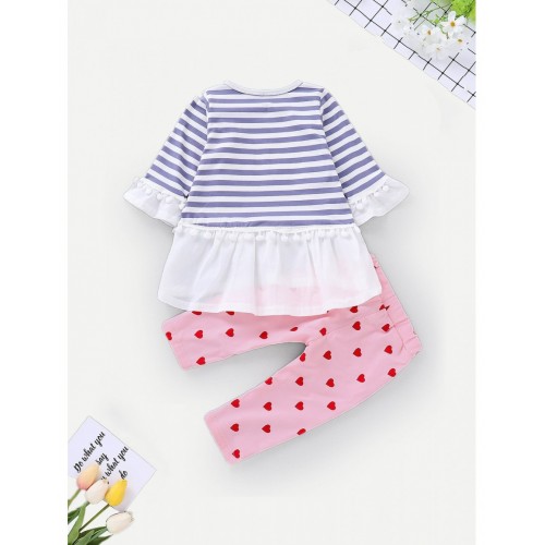 Baby Pom Pom Striped Top With Pants