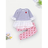 Baby Pom Pom Striped Top With Pants