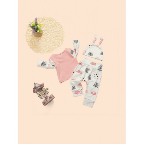 Baby Flamingo Print Top &amp;amp; Pants &amp;amp; Hat