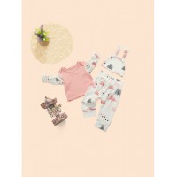 Baby Flamingo Print Top &amp;amp; Pants &amp;amp; Hat