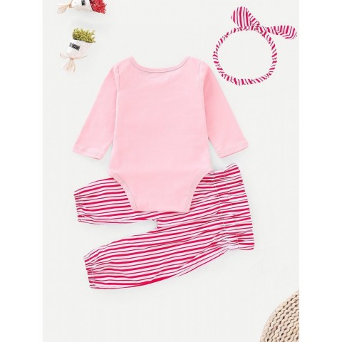 Baby Embroidered Top With Striped Pants