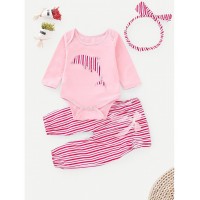 Baby Embroidered Top With Striped Pants