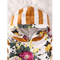 Baby Floral &amp;amp; Letter Print Hoodie With Pants